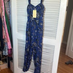 Boutique Elegant Blue Floral Jumpsuit